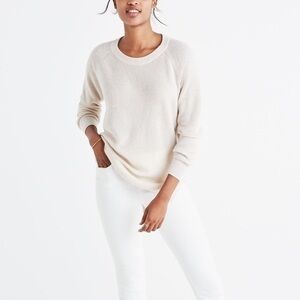 Madewell Wafflestitch Knit Crewneck Sweater Women’s XS Cream Merino Wool Alpaca